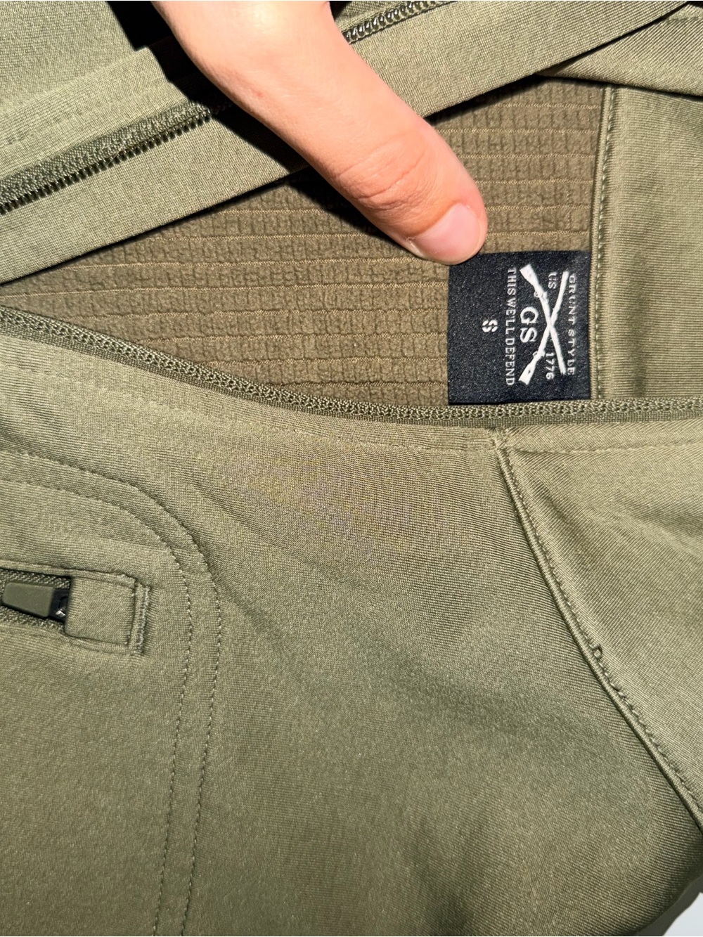 Grunt Style Mens Full Zip Tactical Jacket Olive Green Waffle Lined Small GS 1776